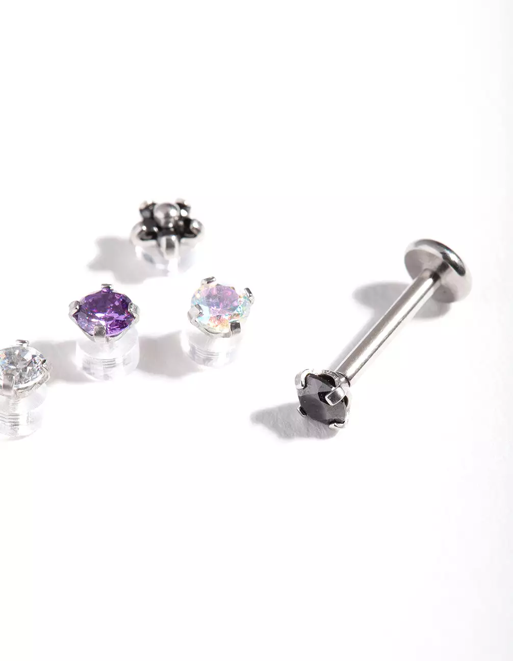 Surgical Steel Flat Back Cubic Zirconia Multi 6-Pack