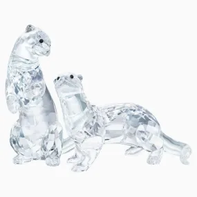 Swarovski Clear Crystal Set of 2 Figurines OTTERS -5385060