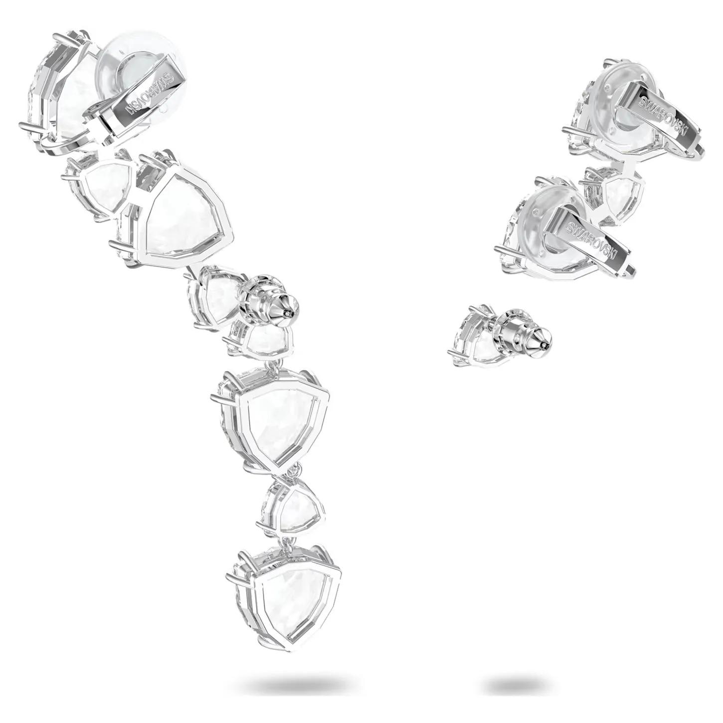 Swarovski Millenia ear cuff Set (3), Asymmetrical design, White, Rhodium plated -5602846