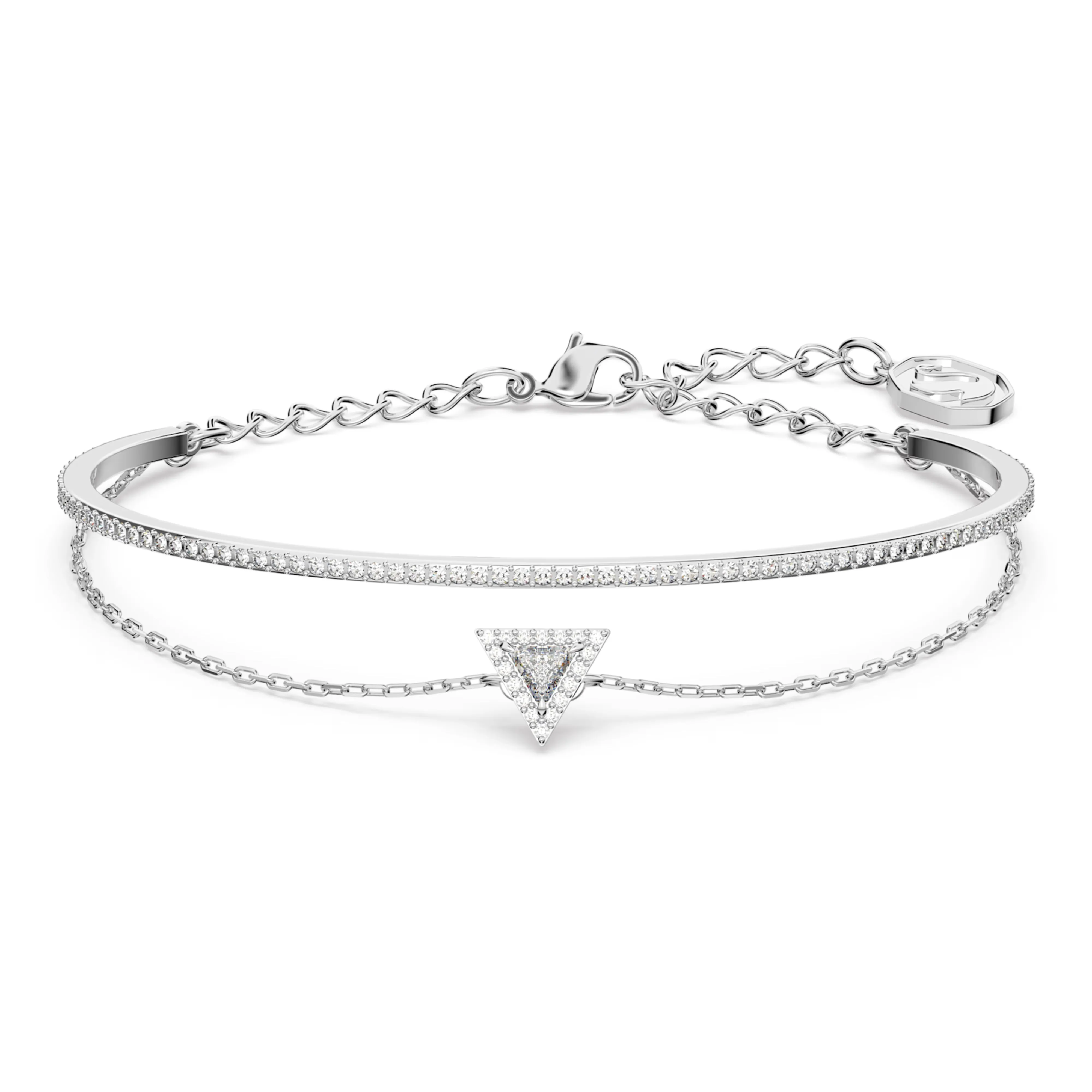 Swarovski Ortyx bracelet Triangle cut, Pavé, White, Rhodium plated, Medium -5643733