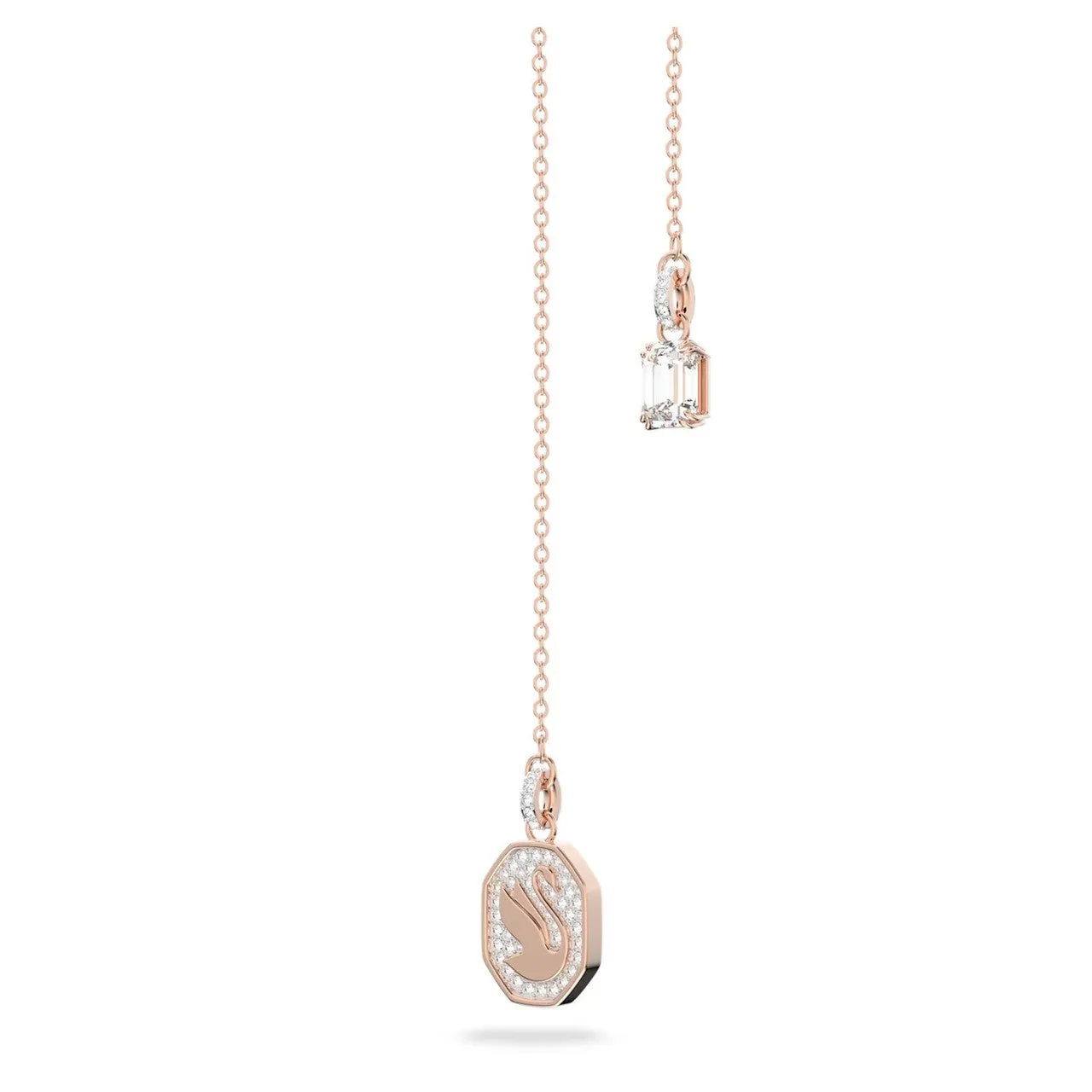 Swarovski Signum Y Necklace, Swan, White, Rose Gold-Tone Plated -5628565