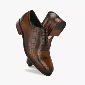 Tan Laser Engraved Semi-Brogues by Lafattio