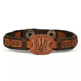 Tan Leather Bracelet “Tryzub”