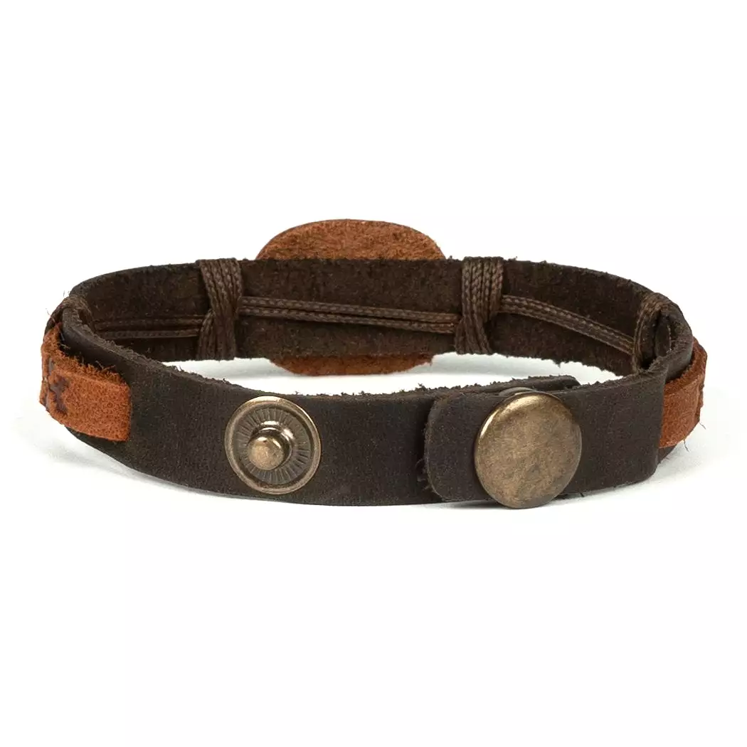 Tan Leather Bracelet “Tryzub”