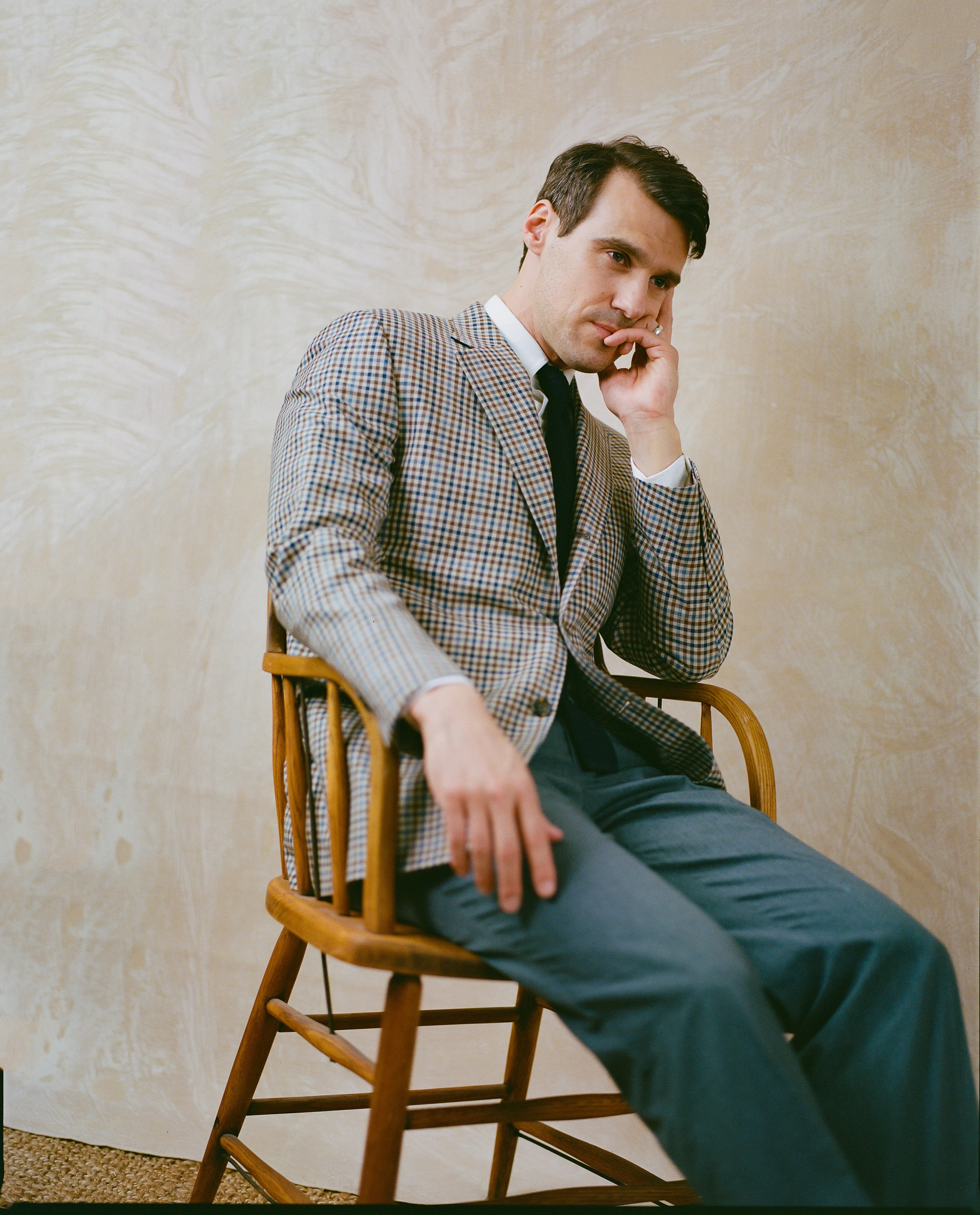 TAN/BROWN/NAVY CHECK SPORT COAT