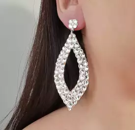 Tear Drop Shape Ballroom Earrings with Solid Stones, Available in Multiple Colors E004