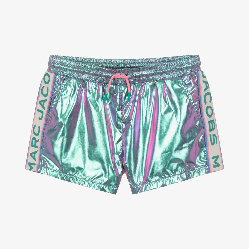 Teen Girls Pink & Blue Iridescent Shorts