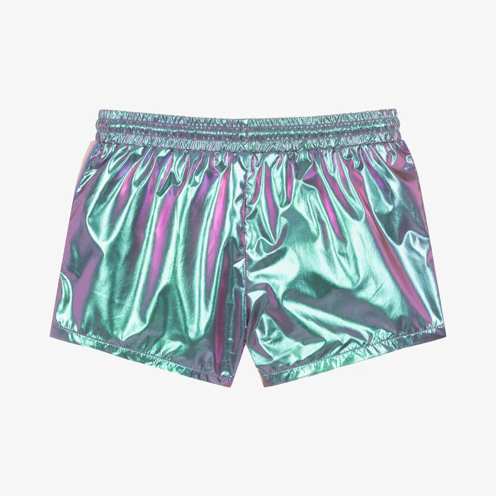 Teen Girls Pink & Blue Iridescent Shorts