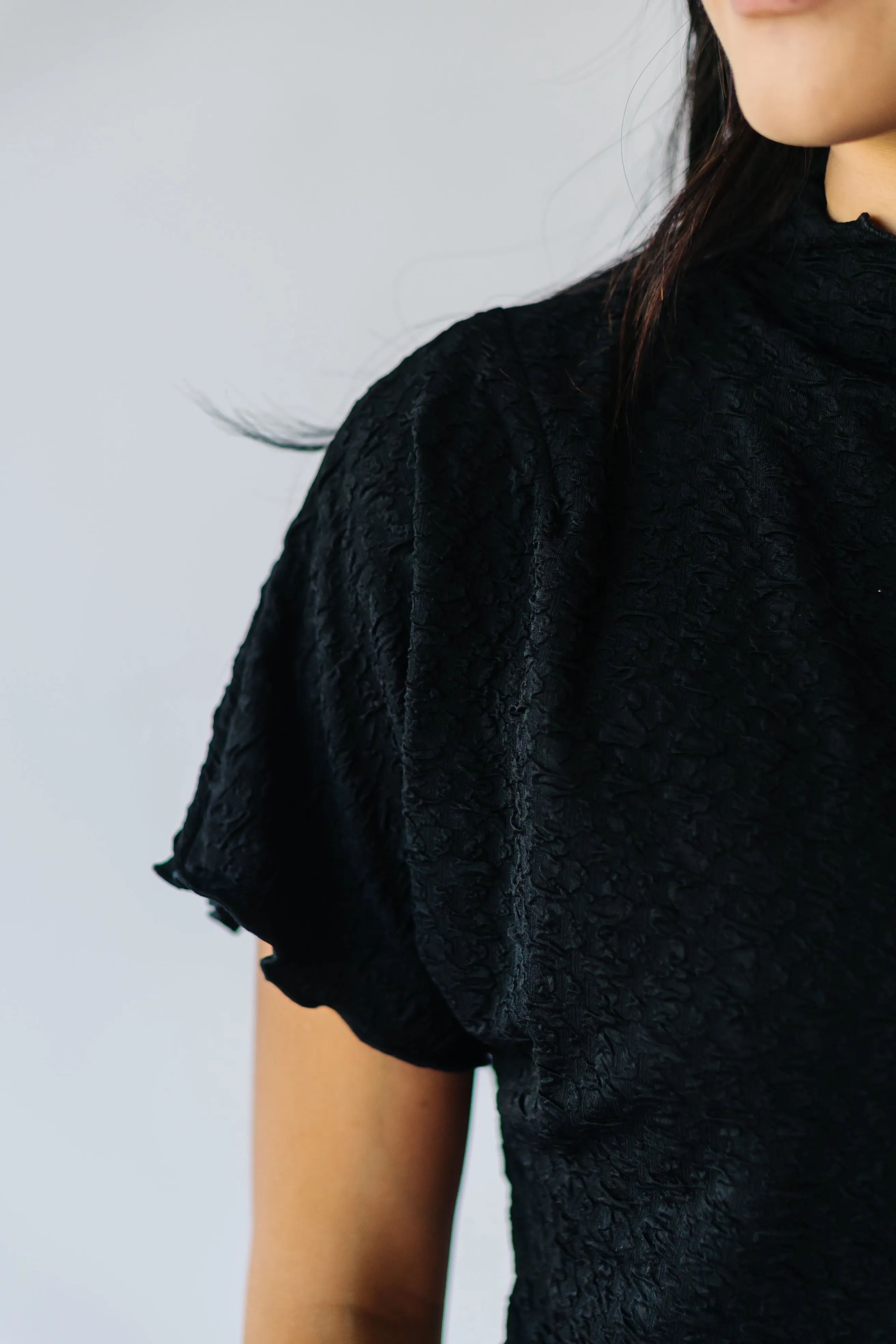 The Hooper Textured Blouse in Black