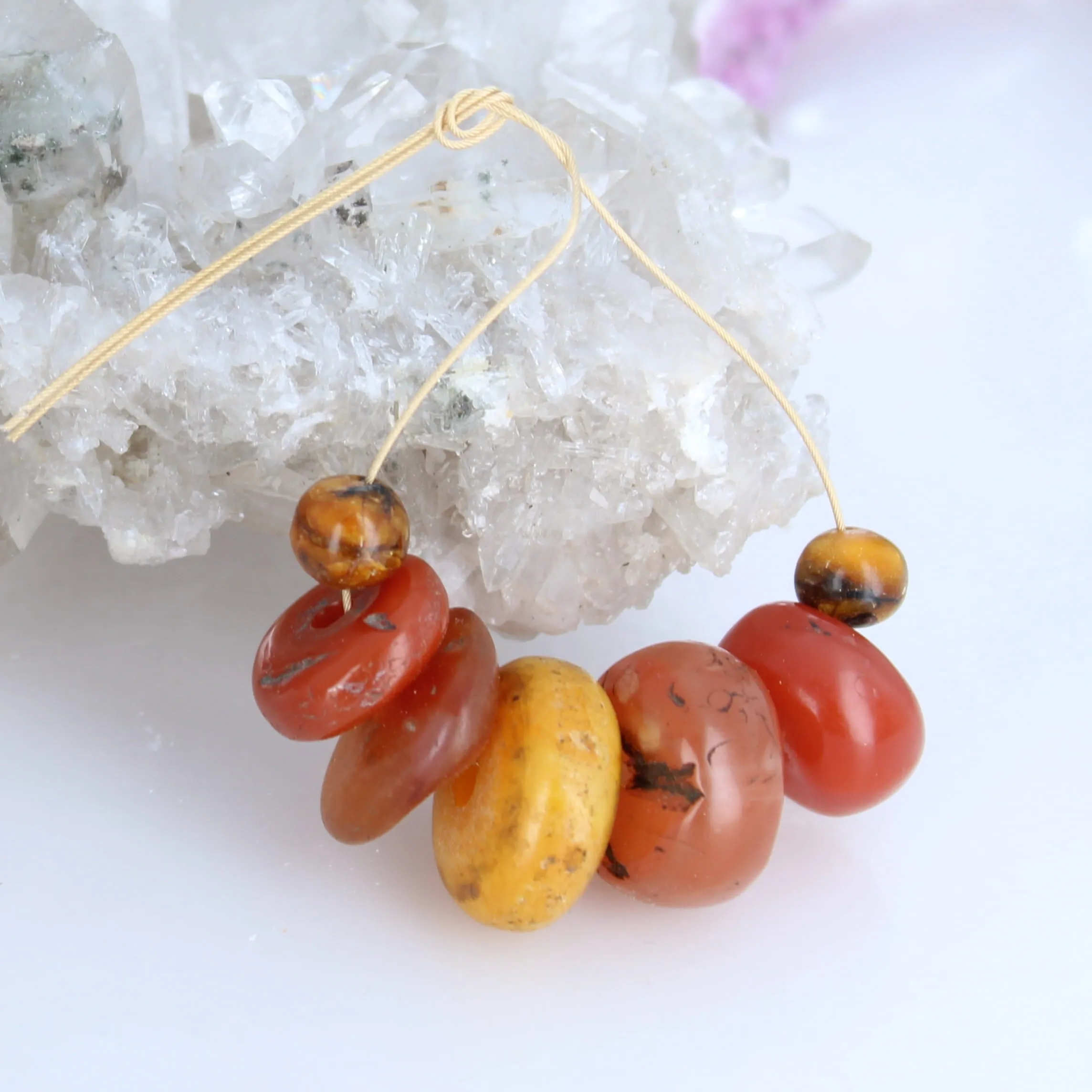 TIBETAN BEAD Assortment Antique Carnelian and Copal