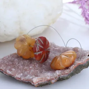 TIBETAN CARNELIAN BEAD Assortment Antique Carnelian Carved 3 Pc