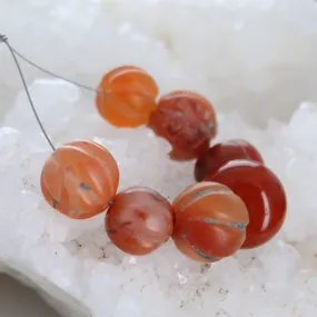 TIBETAN CARNELIAN BEAD Assortment Antique Carnelian Carved 7 Pc