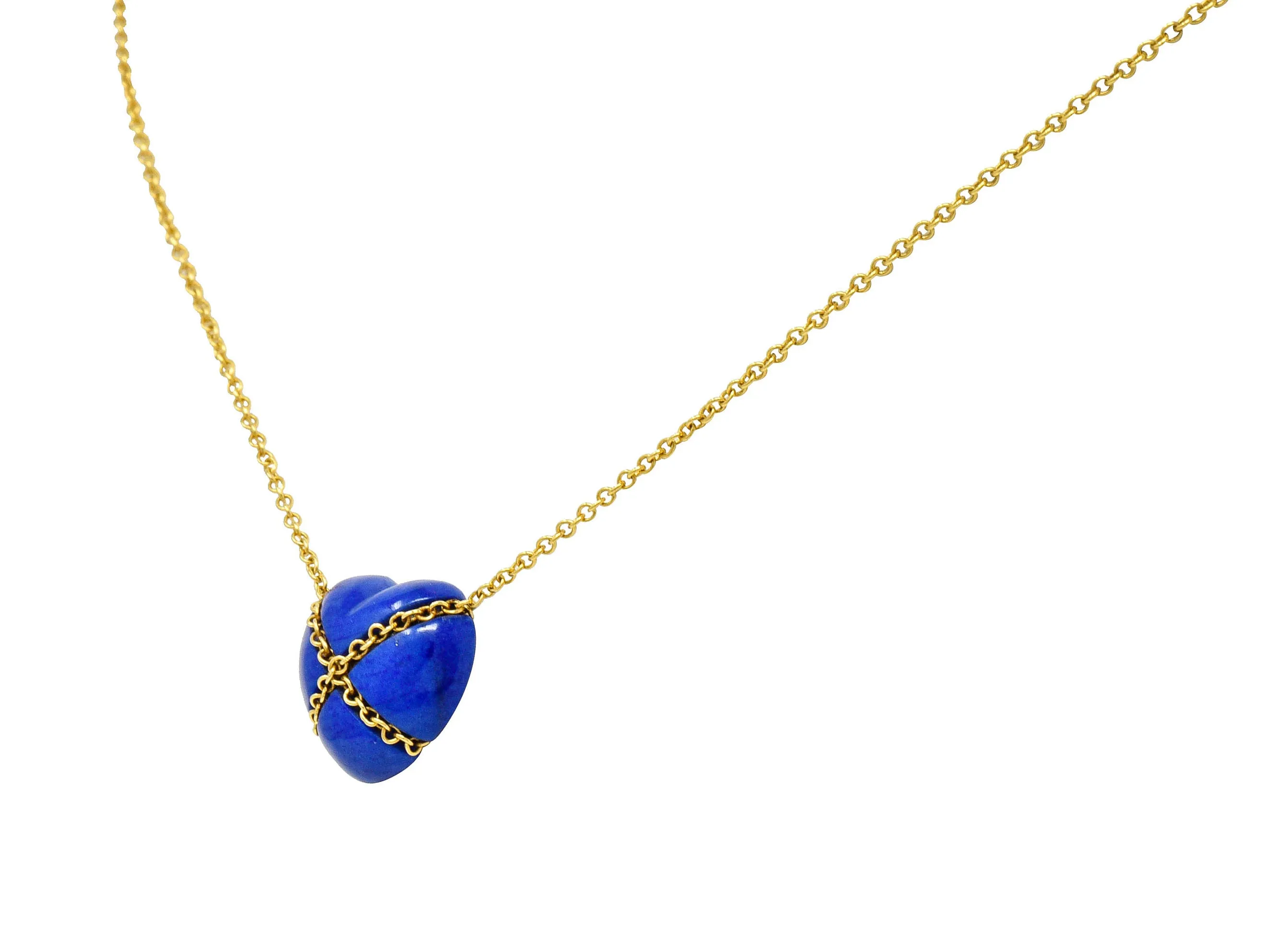 Tiffany & Co. Lapis Lazuli 18 Karat Gold Cross My Heart Necklace