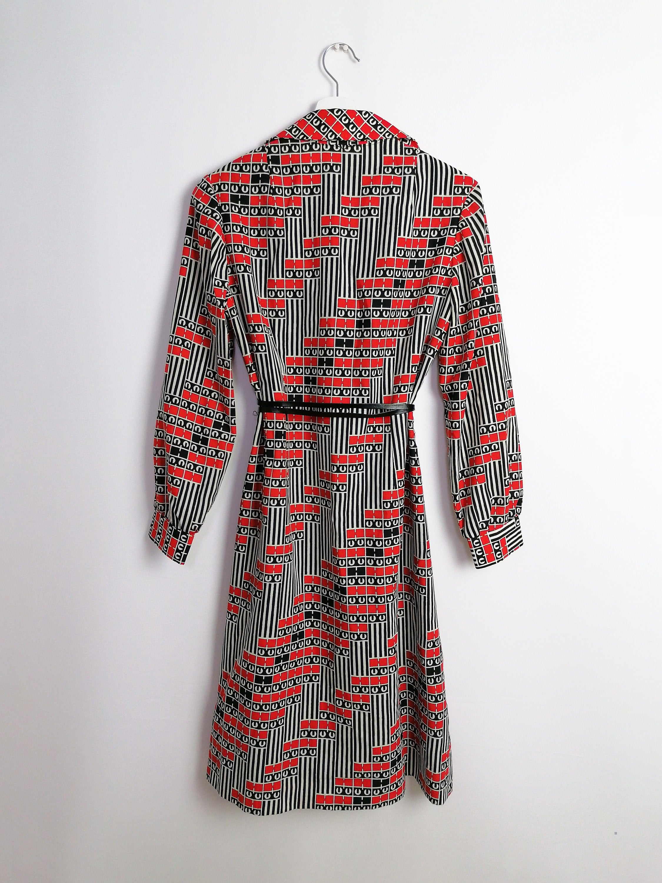 TREVIRA Vintage 70's Elongated Collar Midi Dress - size S-M