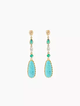 Turquoise Emerald Diamond Drop Earring