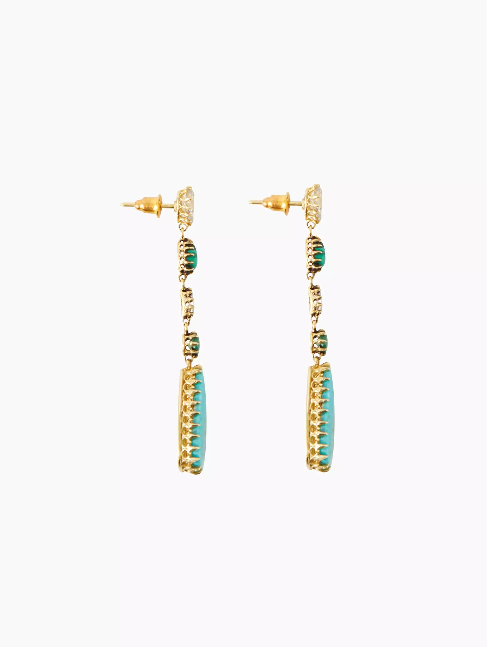 Turquoise Emerald Diamond Drop Earring