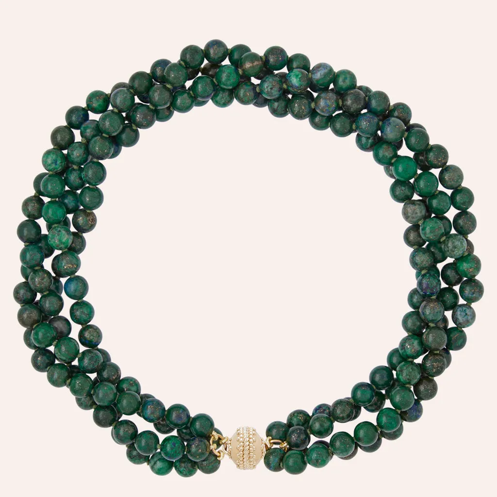 Victoire 8mm Azurite Malachite Multi-Strand Necklace