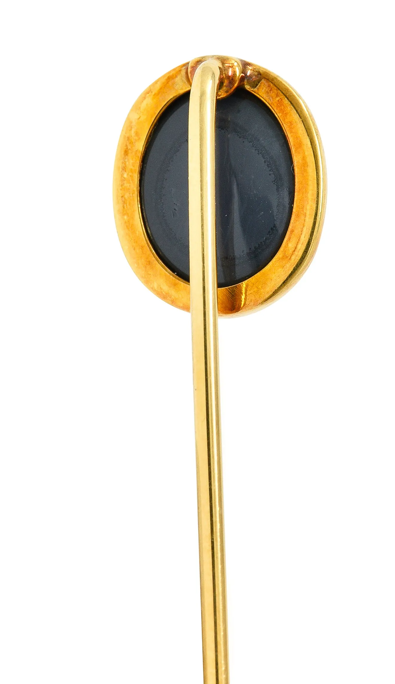 Victorian Black Opal Cabochon 18 Karat Gold Oval Stickpin GIA