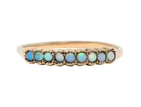 Victorian Opal 14 Karat Rose Gold Nine Stone Antique Stacking Band Ring