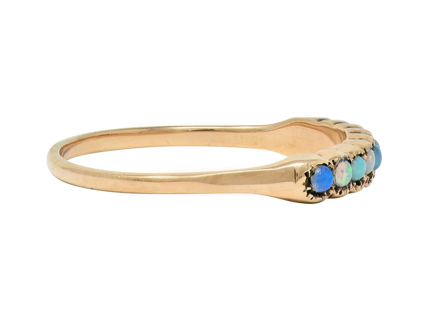 Victorian Opal 14 Karat Rose Gold Nine Stone Antique Stacking Band Ring