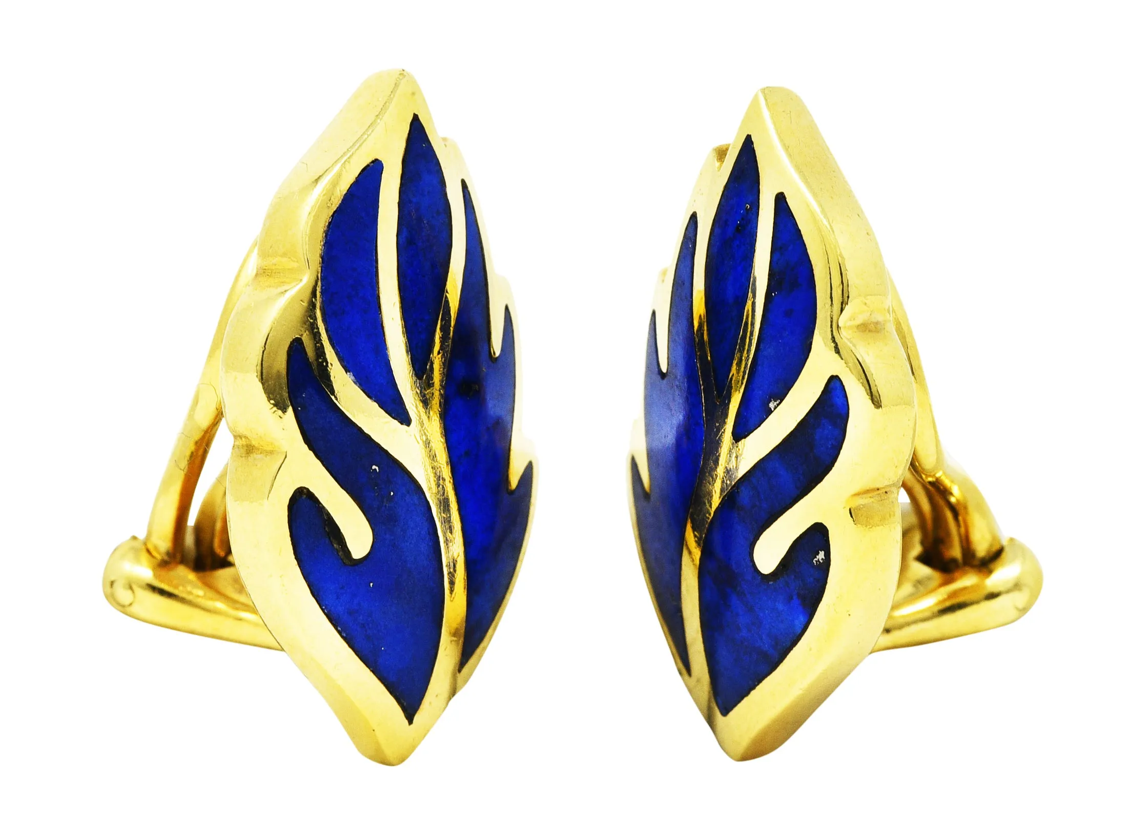 Vintage Tiffany & Co. Lapis Lazuli 18 Karat Yellow Gold Ear-Clip Earrings