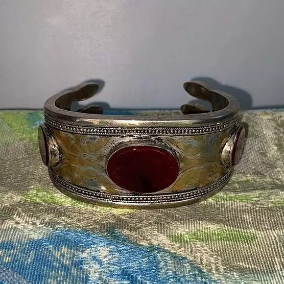 VintageYemeniTribal w/ Carnelian Cuff Bracelet