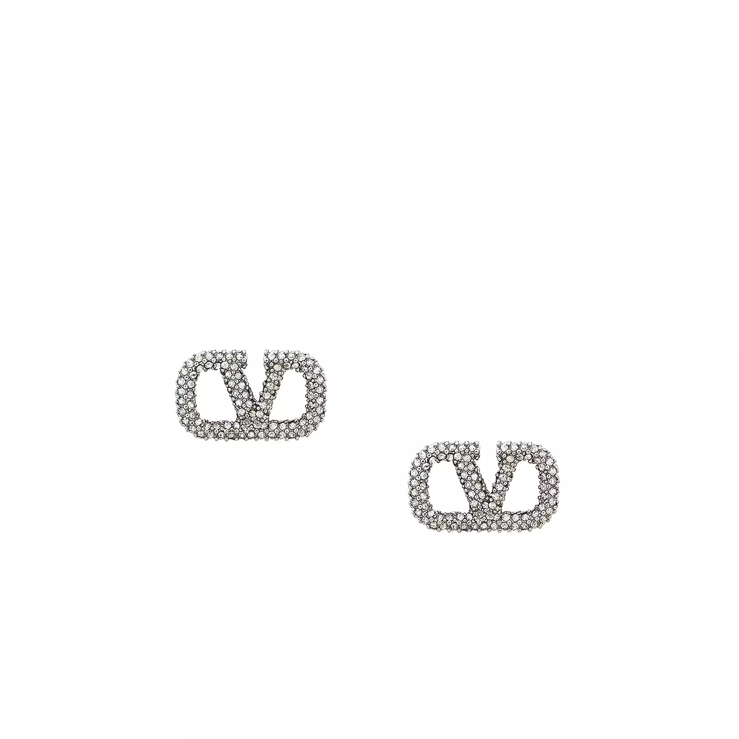 VLogo 15mm Signature Strass Stud Earrings, Palladium