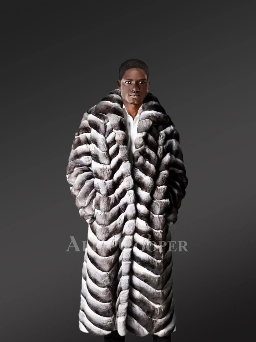 White Mink Fur Long Coat For Women