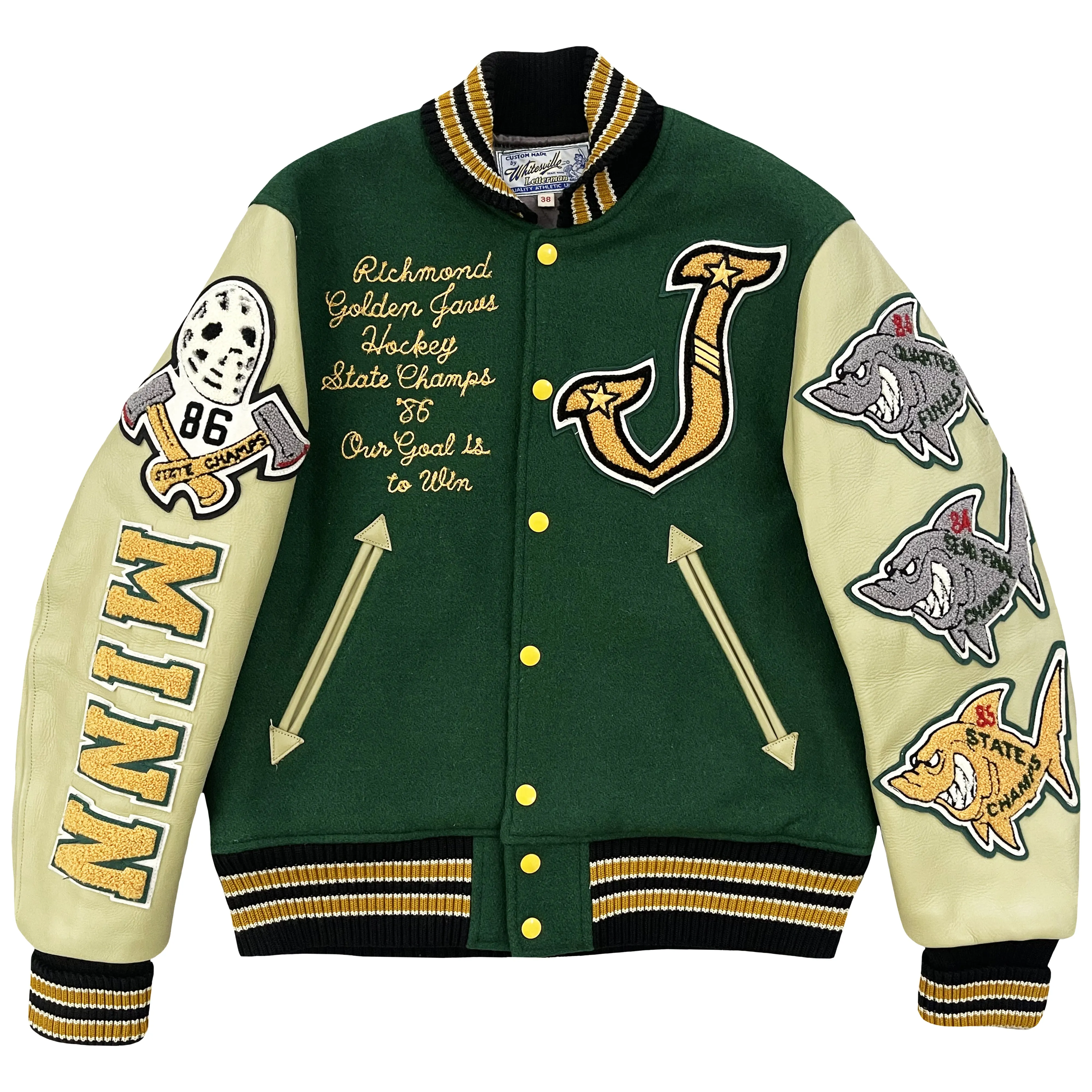 Whitesville Golden Jaws Varsity Jacket - M