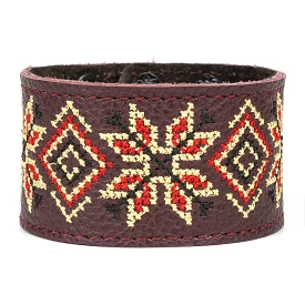 Wide Leather Bracelet “Vyshyvanka”