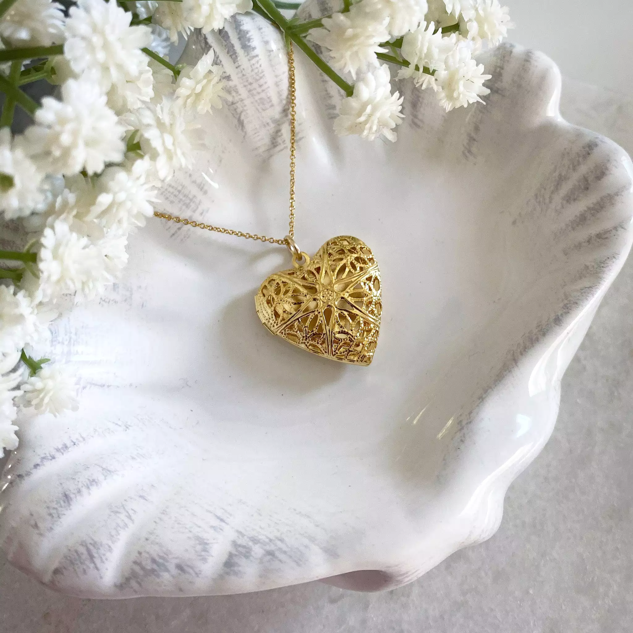 Wisteria London Florence Filigree Heart Locket