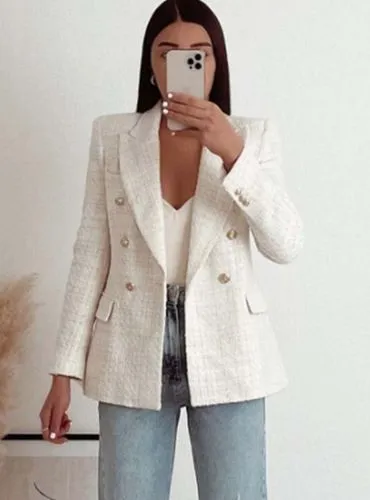 Women's Coat Long Sleeve Blazers Pocket Business Solid Color