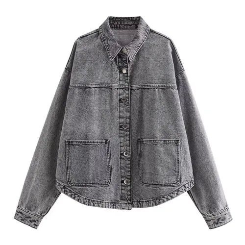 Women's Streetwear Solid Color Button Single Breasted Coat Denim Jacket