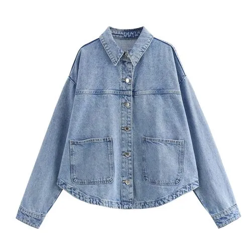 Women's Streetwear Solid Color Button Single Breasted Coat Denim Jacket