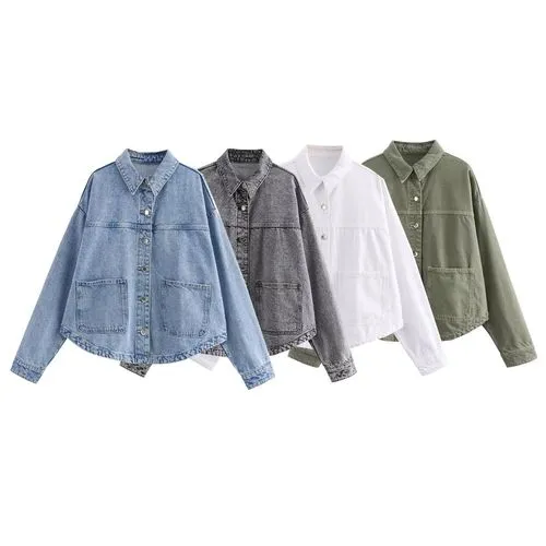 Women's Streetwear Solid Color Button Single Breasted Coat Denim Jacket