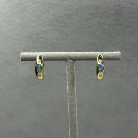 Yellow Gold Burnish Opal and Diamond Huggies