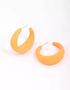 Yellow Rubber Wide Hoop Earrings