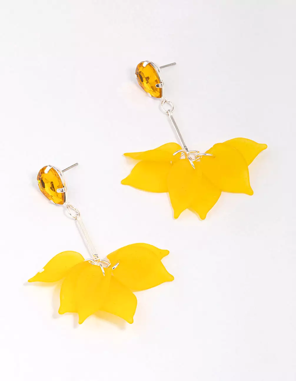 Yellow Stone & Stick Petal Drop Earrings